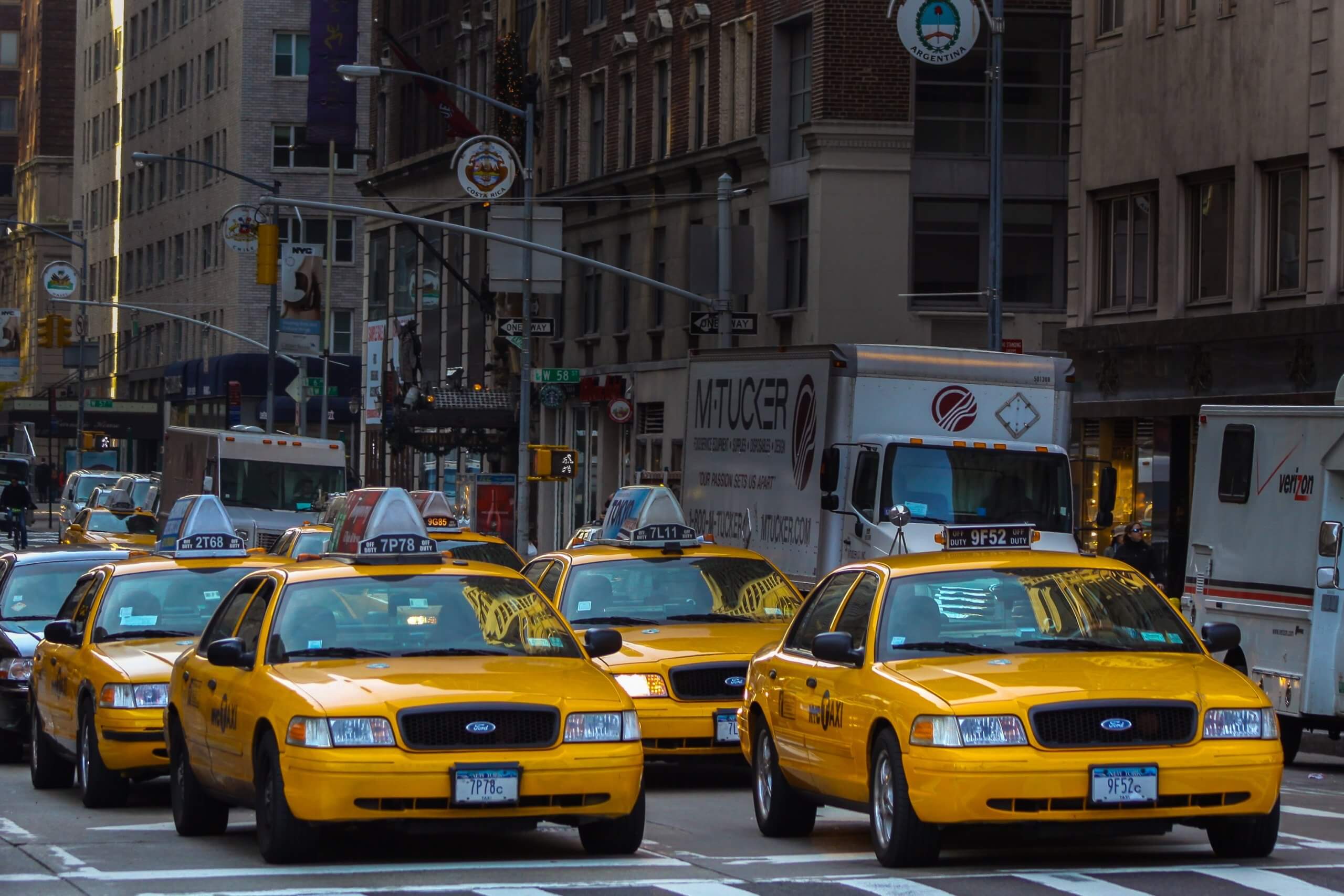 Taxi parked on a city street