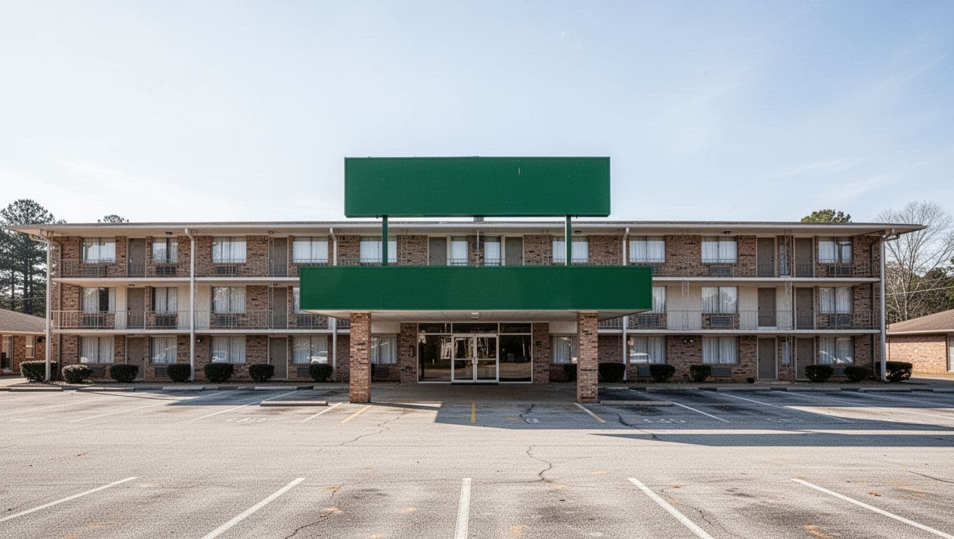 Bright daytime exterior of Quality Inn hotel in Arab, Alabama, featuring front-center sign and parking lot in a welcoming composition with even lighting. Bold 'Arab Comfort' headline in high-contrast green banner across the top, clean scene with detailed building facade and no people or cars.