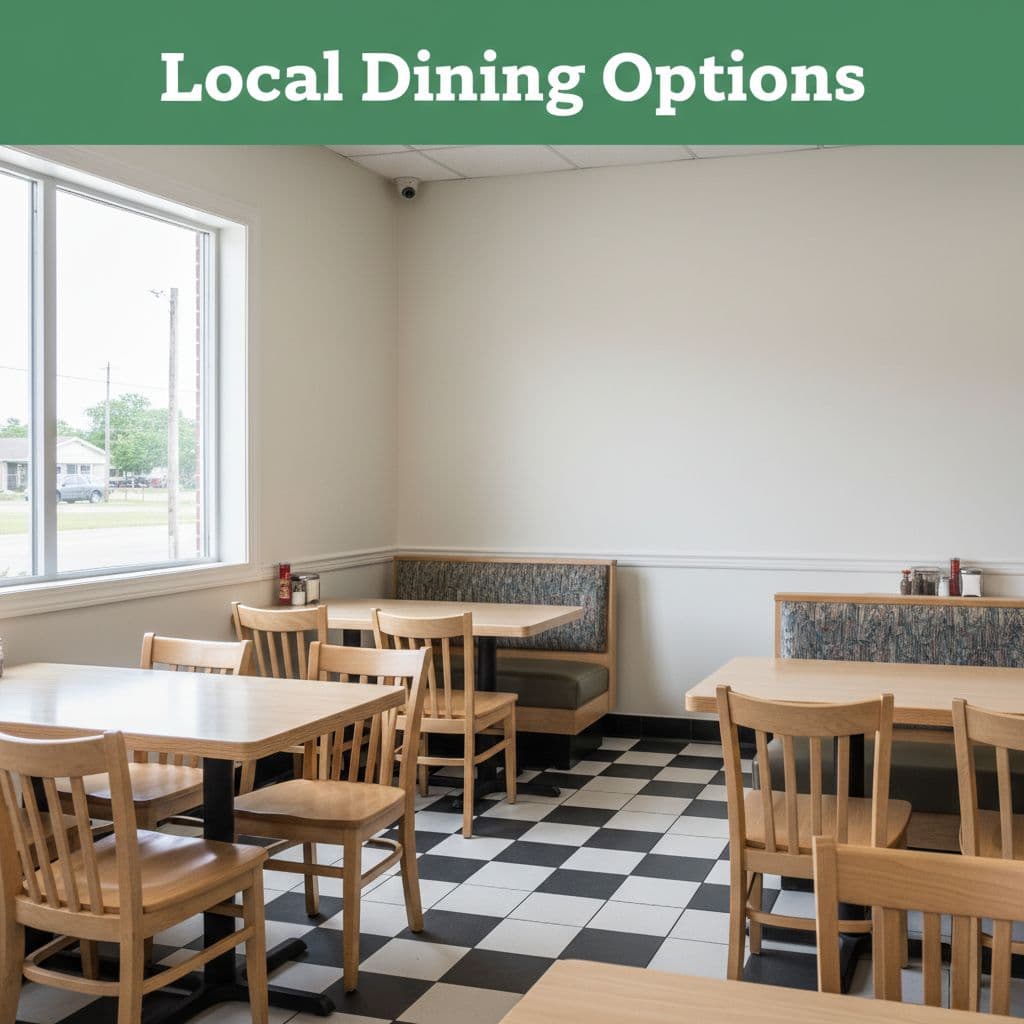 An empty, bright American diner interior featuring light wood booth seating and soft natural window light.