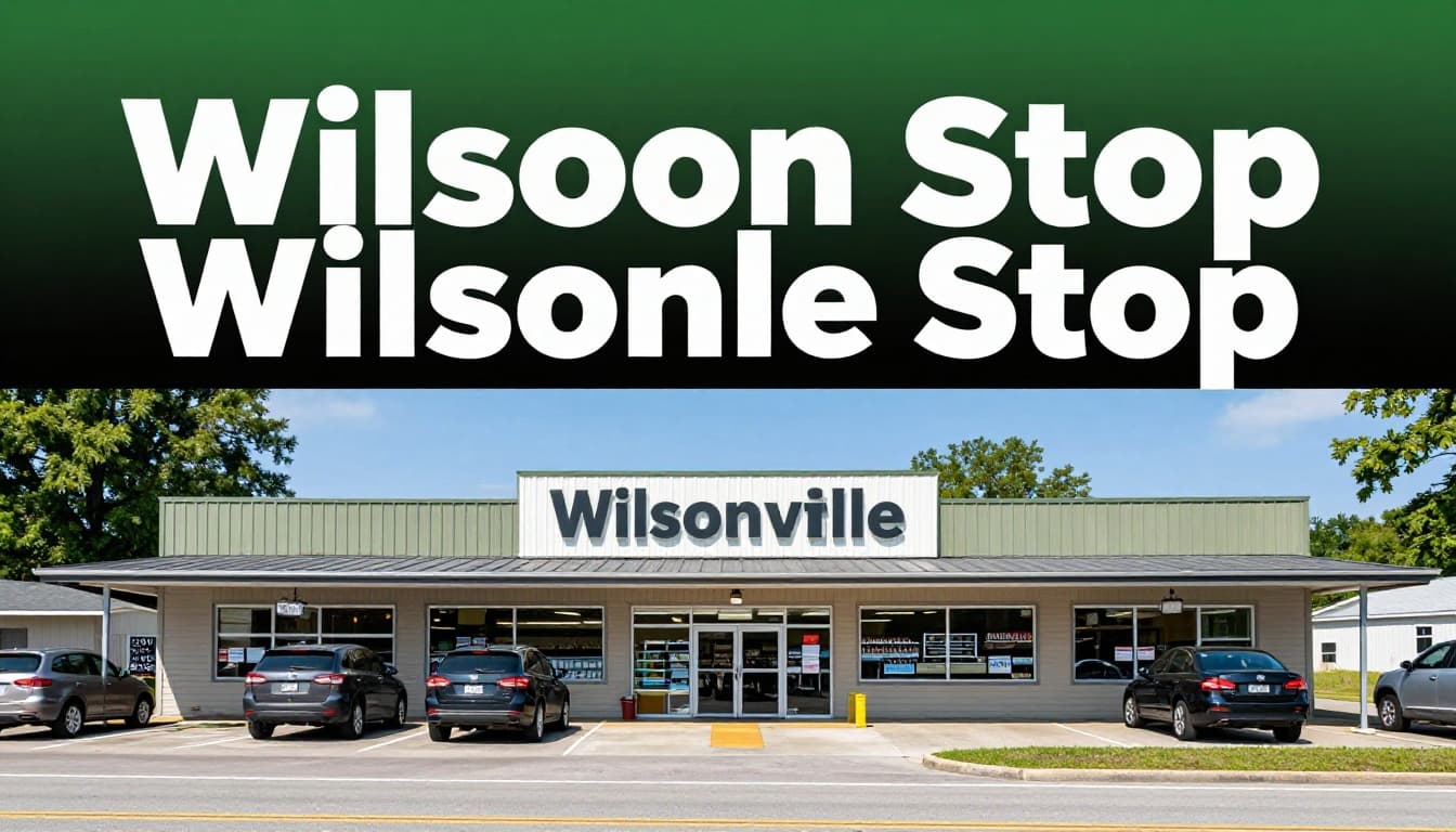 Small-town grocery store along highway 280 at midday, parked cars out front, open deli door, under green title band.