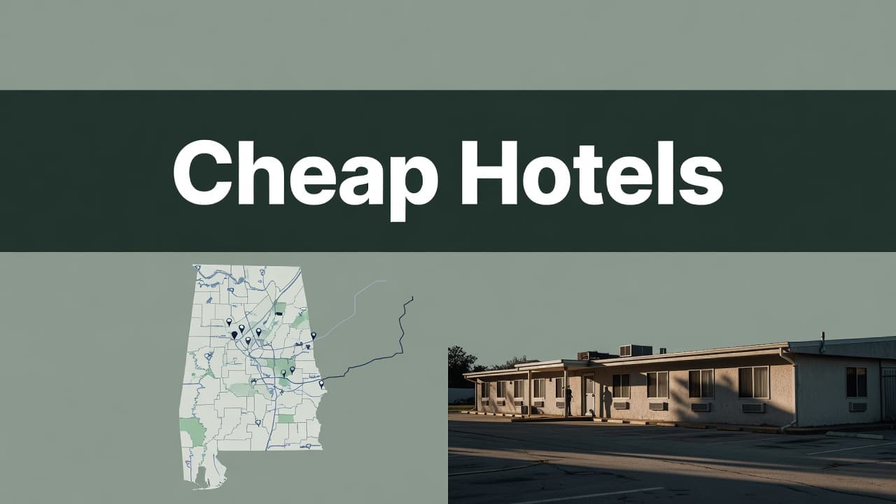 An editorial travel guide layout featuring a dark green banner and a clean hotel exterior map.