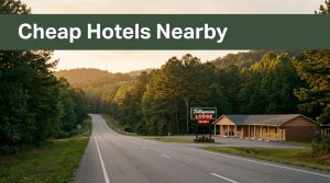 A roadside motel with a glowing vacancy sign beside a rural Alabama highway.