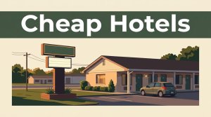 A budget motel exterior with a parked car and roadside sign in rural Alabama.