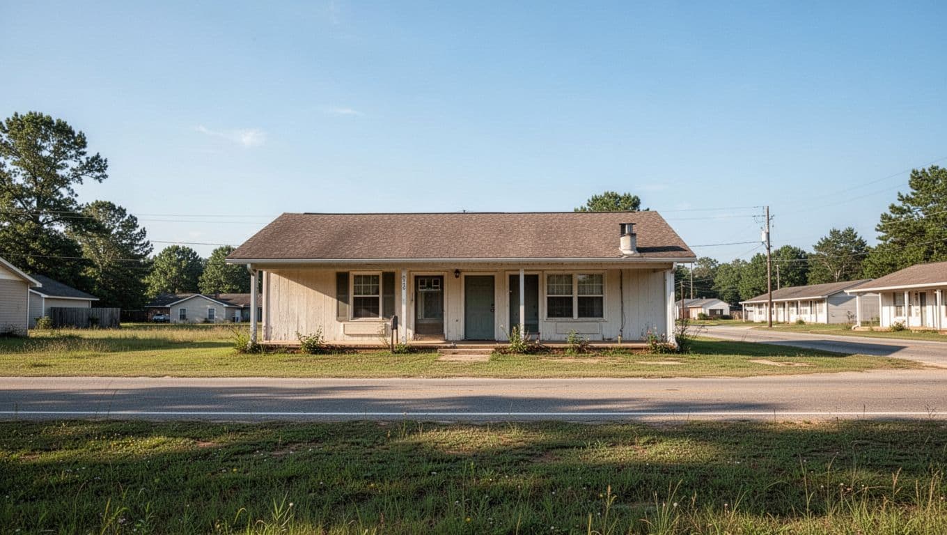 A practical roadside motel with a clean exterior sign under daylight.