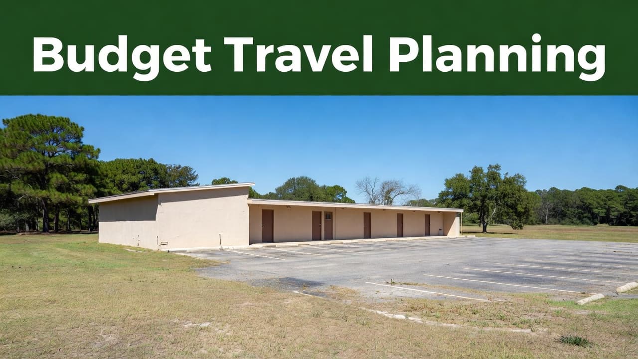 A clean, modest one-story motel building located in front of an empty parking lot in a rural setting.