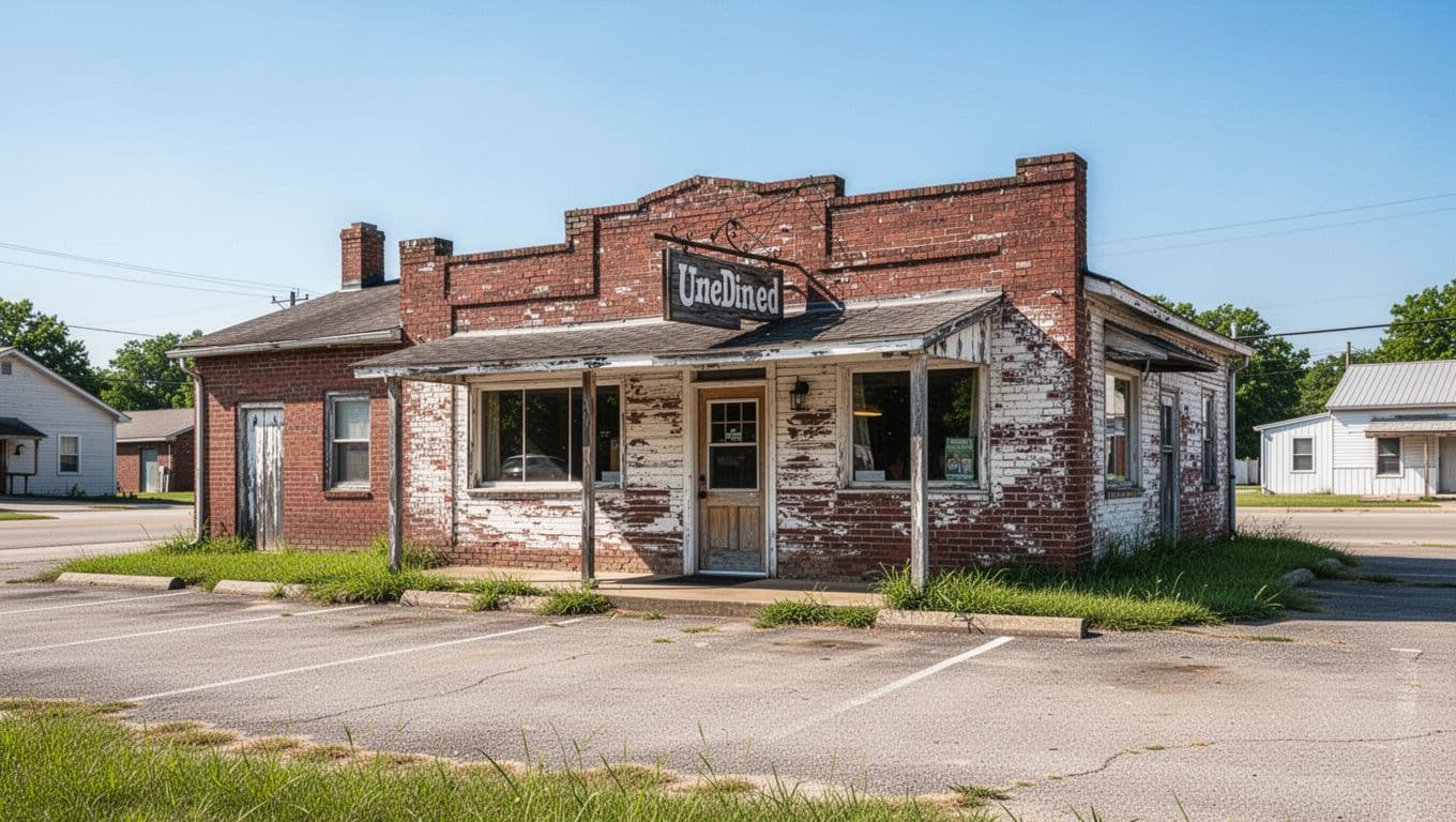 The exterior of a brick diner with Local Flavors written in bold white letters on a green band.