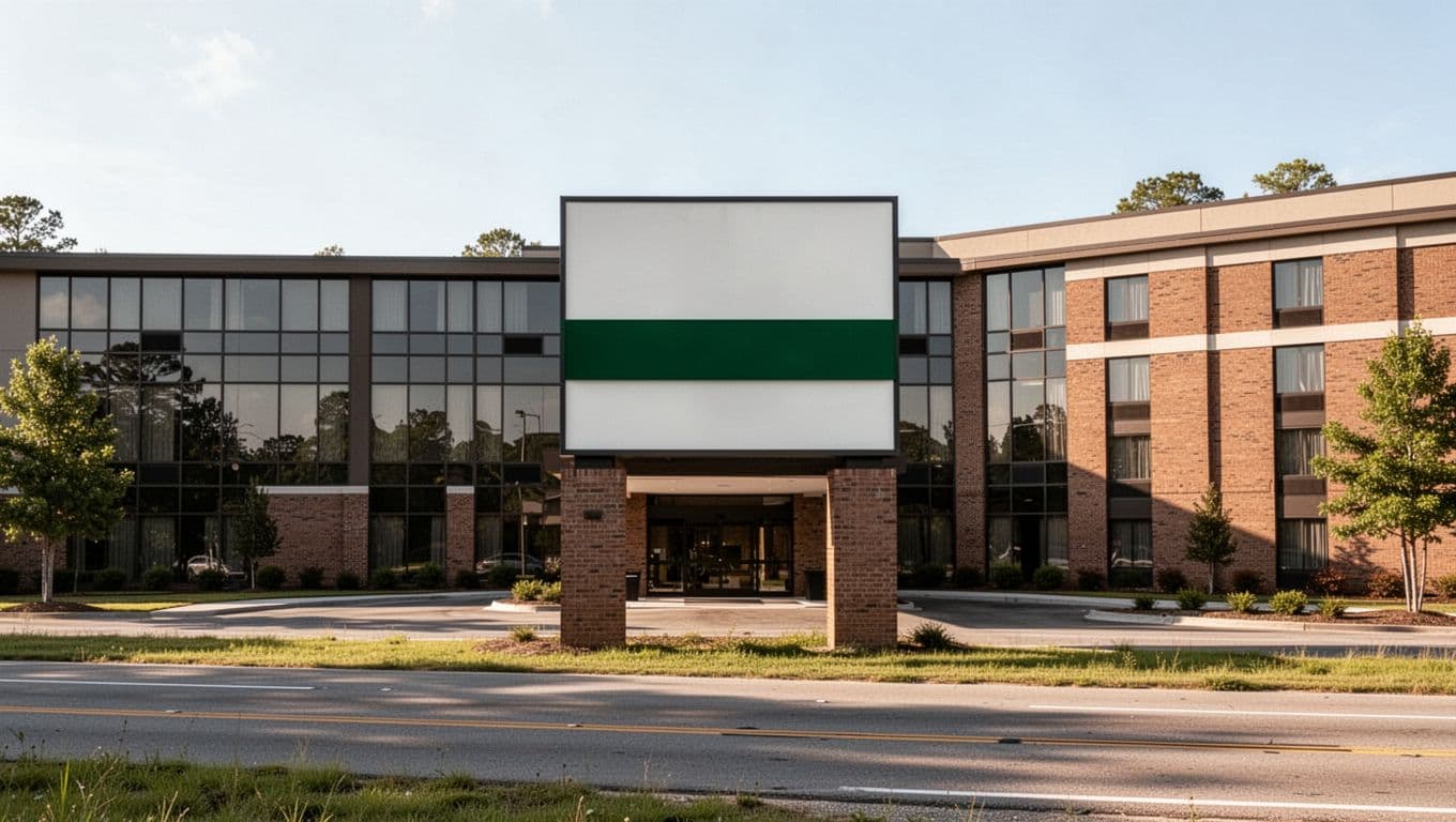 Highway hotel entrance near Bibb County