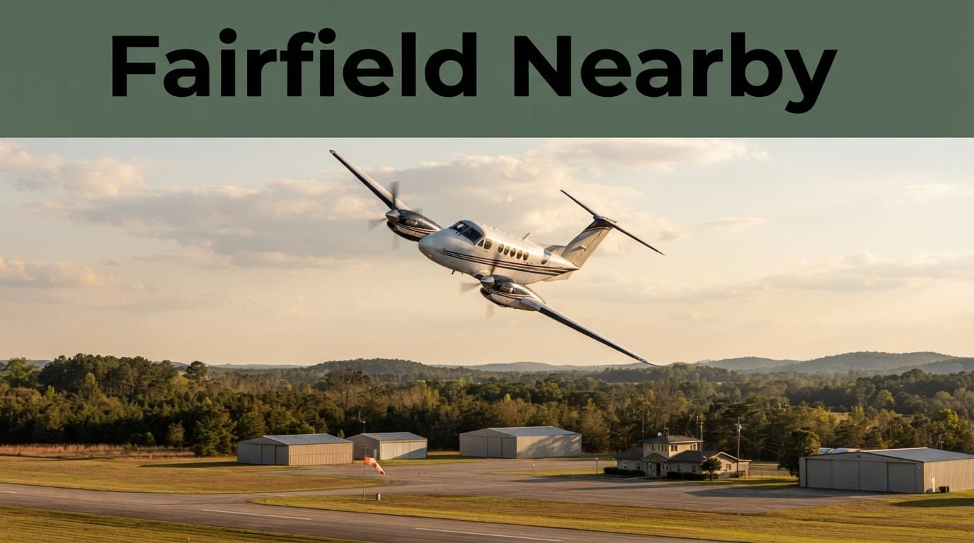 One passenger airplane performs an aerobatic turn above a small Alabama airfield.