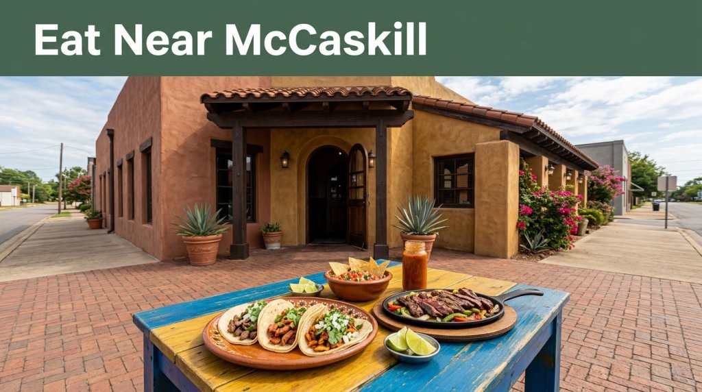 Tacos, steak, salsa, and lime on a table outside a Mexican restaurant.