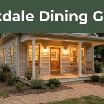 A warmly lit country restaurant with a porch and green Parkdale Dining Guide banner.