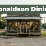 A vintage Arkansas country store with a burger counter visible through the window.