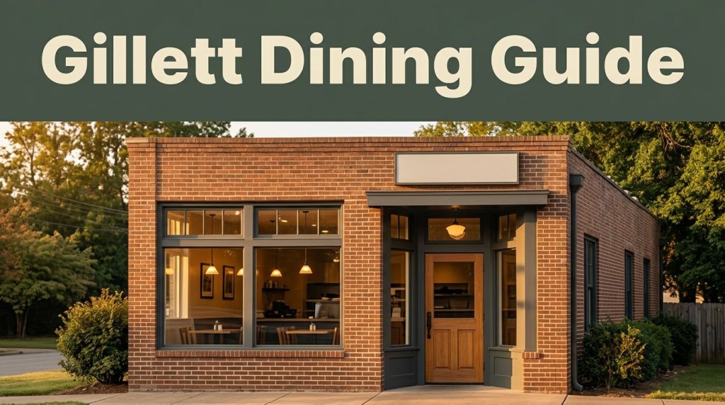 A brick roadside restaurant glows beneath a dark-green Gillett Dining Guide banner.