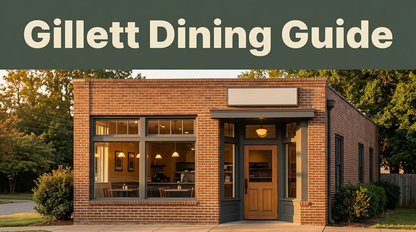 A brick roadside restaurant glows beneath a dark-green Gillett Dining Guide banner.