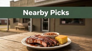 A barbecue table outside a small-town Arkansas diner.