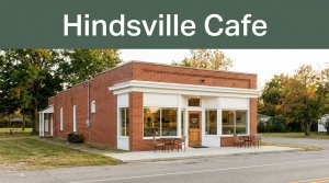 A small roadside café with warm windows and a simple entrance.
