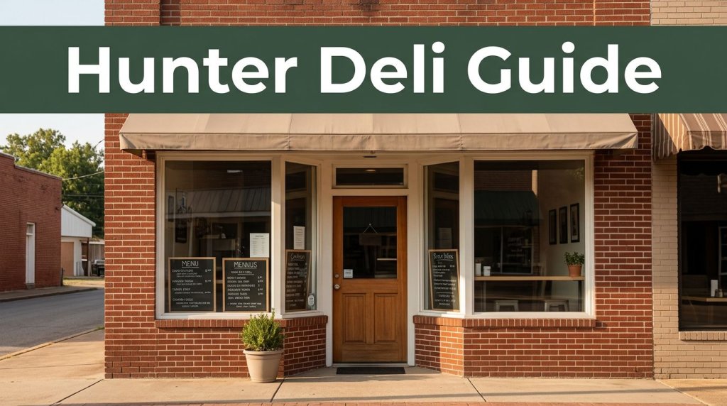 A welcoming deli storefront on a quiet Arkansas main street with a green headline band.