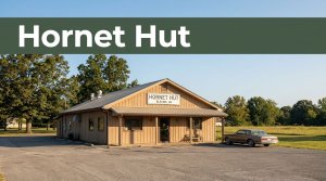 Hornet Hut roadside restaurant in warm morning light near US-371.