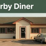 A welcoming roadside diner with a classic car in warm morning light.