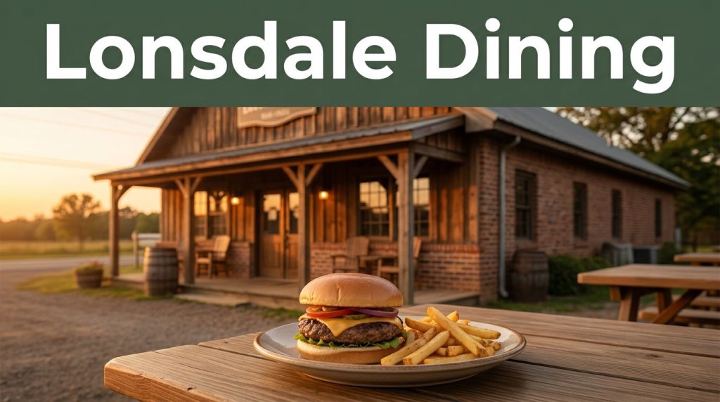 Burger and fries sit outside an Arkansas bar-and-grill.