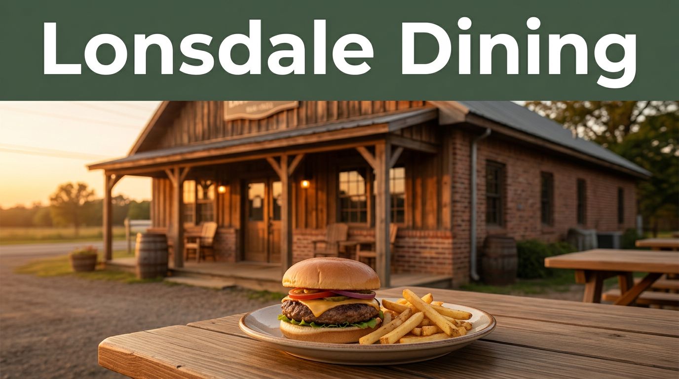 Burger and fries sit outside an Arkansas bar-and-grill.
