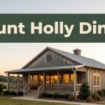 Country restaurant with a welcoming porch and warm windows at golden hour.
