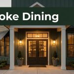 A warmly lit Southern restaurant exterior in Lonoke at golden hour.