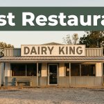 A vintage roadside diner beneath a dark green headline band.