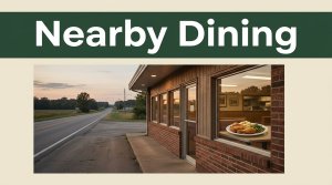 A roadside Arkansas diner beside a rural highway at sunset.