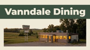 A small Arkansas diner with a roadside sign and glowing windows at sunset.
