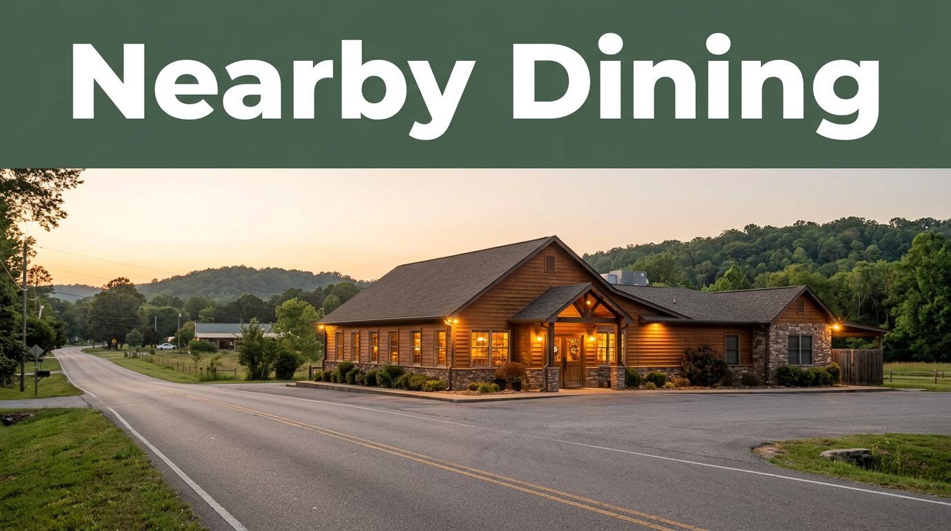 A glowing restaurant beside a quiet rural road near Wilburn.