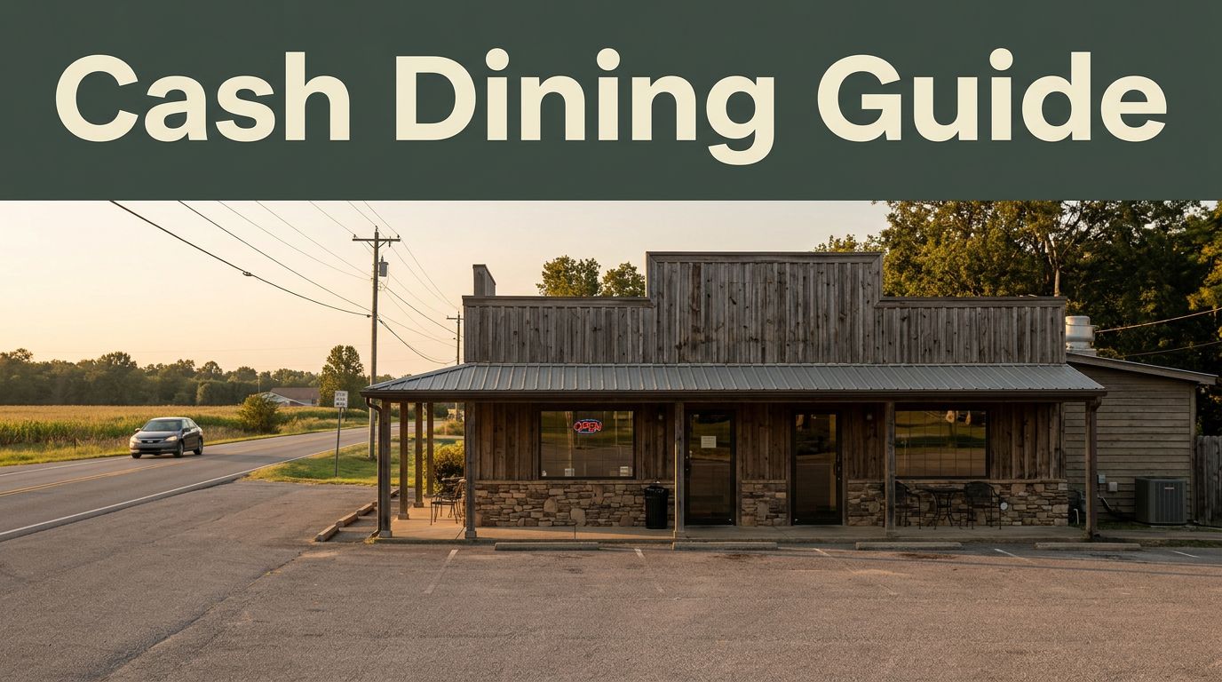 A rural Arkansas roadside restaurant with a hot-meal counter and sandwich storefront at sunset.