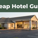 A roadside budget hotel with parked cars, greenery, and a dark-green headline band.