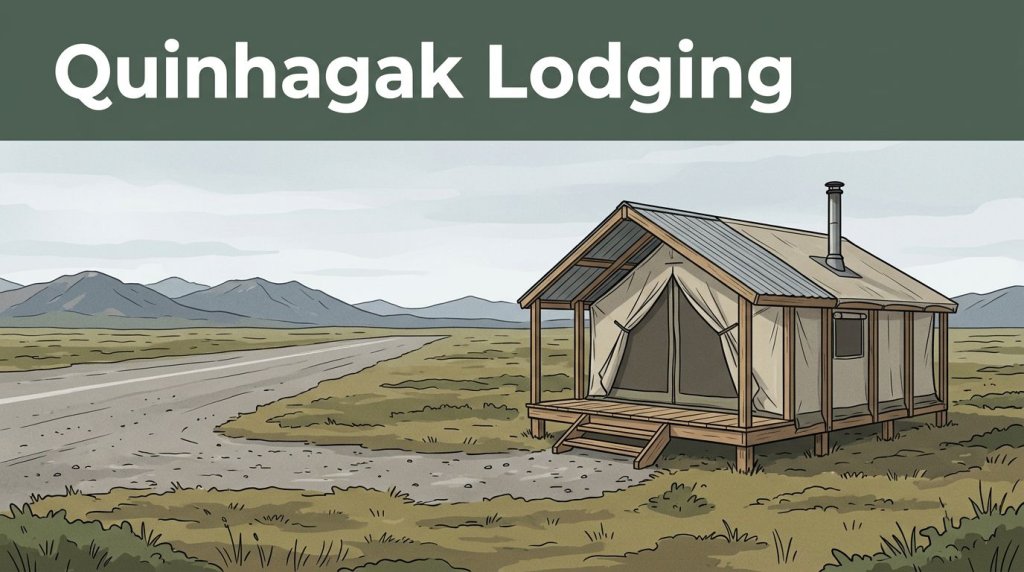 A tent cabin beside a gravel airstrip in the Alaskan tundra.