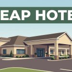 Affordable roadside hotel near Alexander City with landscaped parking and distant foothills.