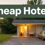 A parked car outside a warmly lit roadside motel in rural Alabama.