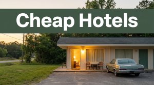 A parked car outside a warmly lit roadside motel in rural Alabama.