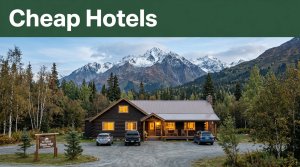 A roadside lodge with parked cars beneath Alaska’s Lazy Mountain foothills.