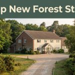 A welcoming country inn beside woodland, with a green headline banner across the top.