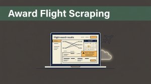 Laptop showing award flight results beside an airplane silhouette.