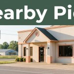 Parkview Restaurant beside a quiet road with a roadside sign and green Nearby Pick banner.
