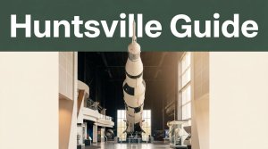 A Saturn V rocket displayed inside the U.S. Space & Rocket Center.