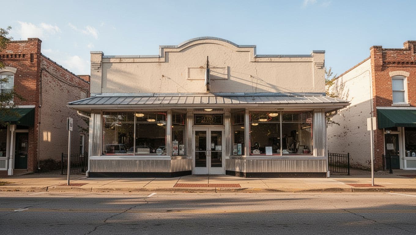 A small diner storefront on a quiet main street with an Exploring Gillett headline.