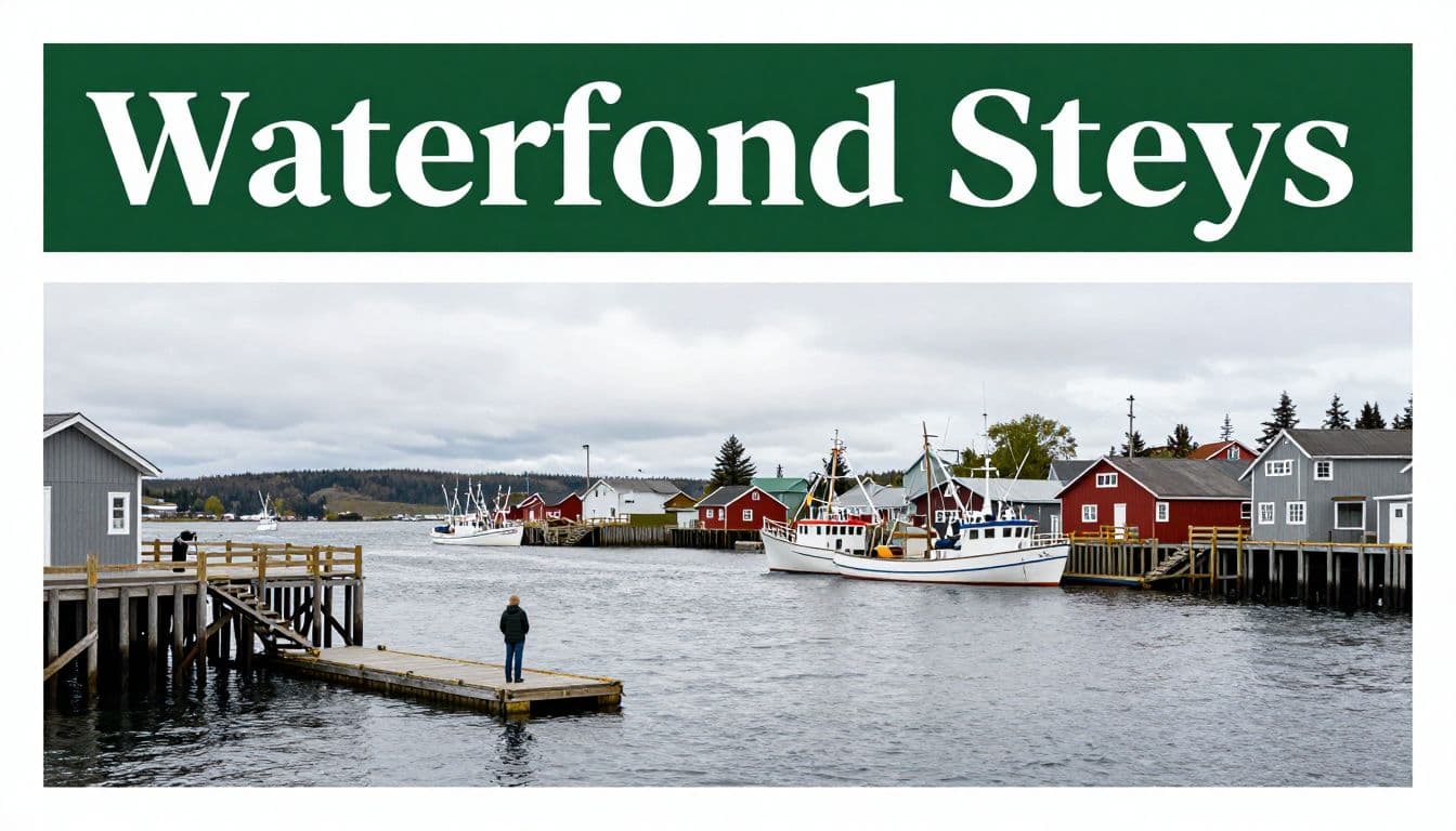 A person stands on a dock beside boats and waterfront lodges in Petersburg, Alaska.