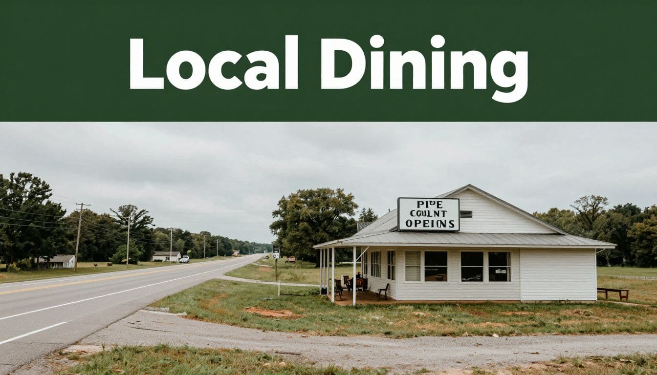 A small cafe beside a quiet rural road in Pope County, Arkansas.