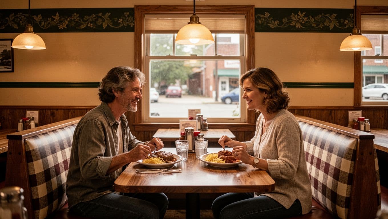 Cozy Southern diner with wooden tables and classic comfort food.