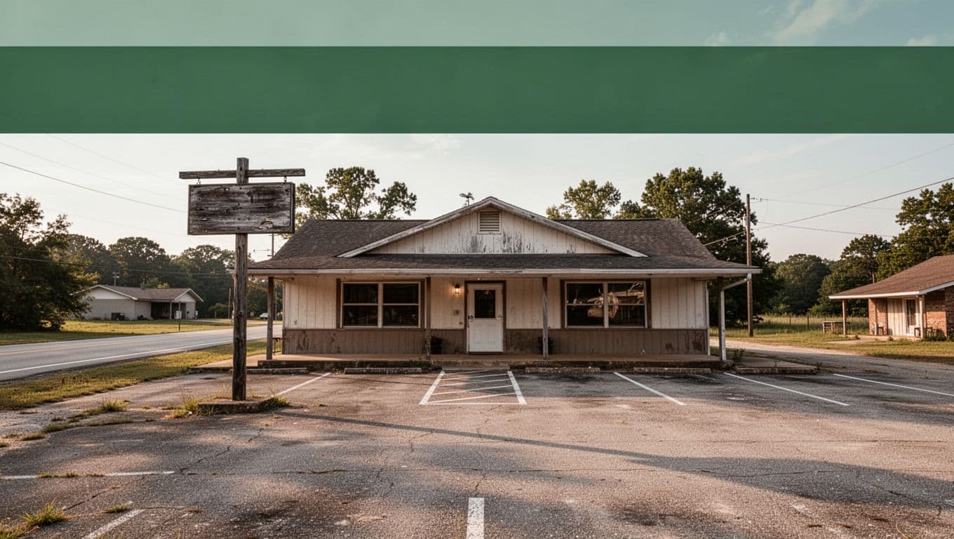 Classic roadside restaurant and parking lot beneath a Regional Flavors banner.
