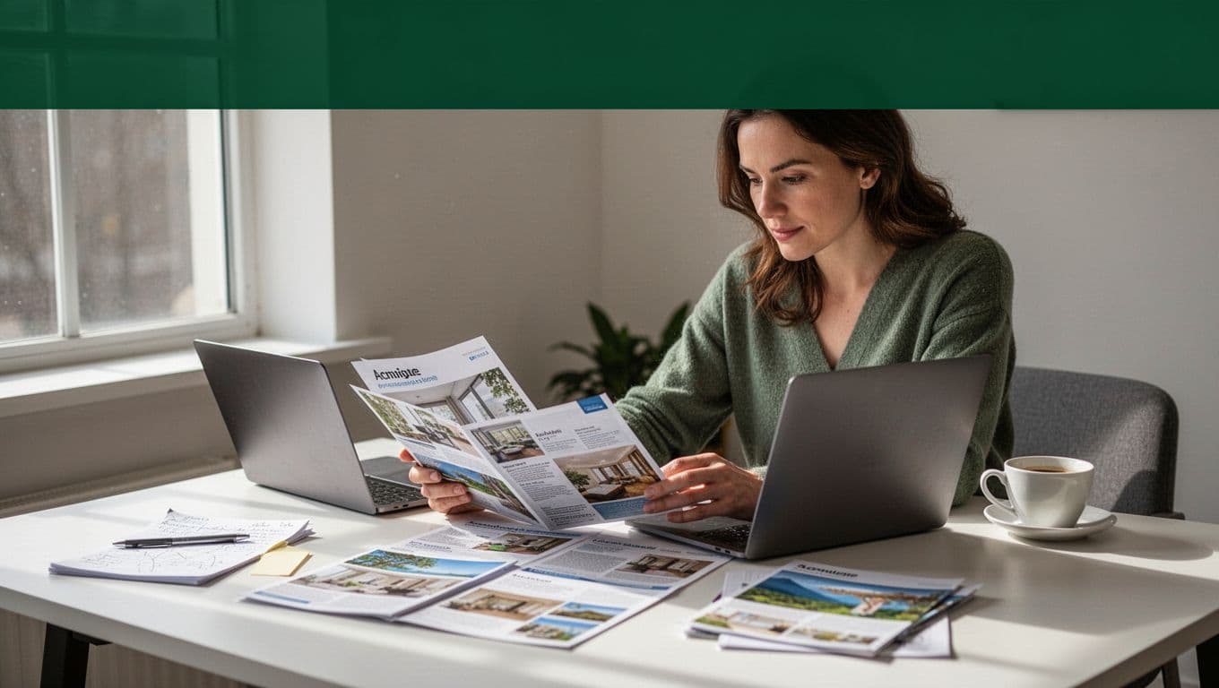 A travel planner compares accommodation options at a desk under a green Rate Guide banner.