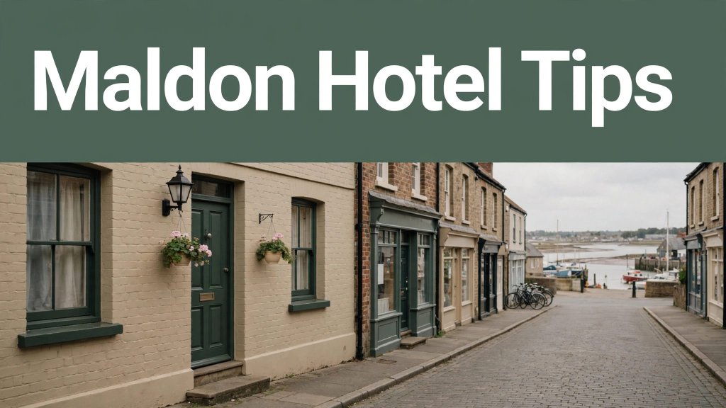 Guesthouse street near Maldon quay with a green headline banner.