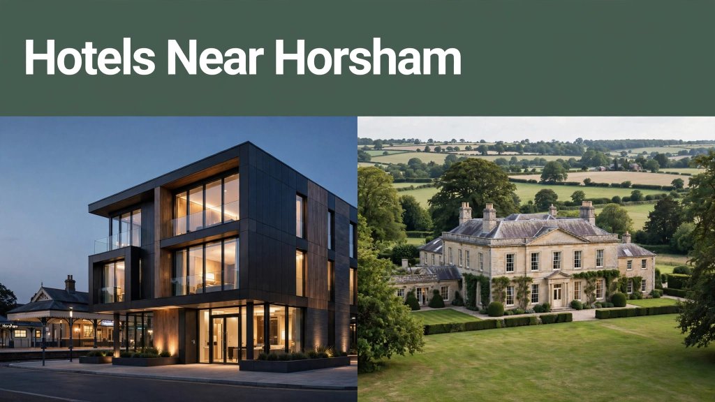 Two contrasting hotels near Horsham, including a town-centre property and a country-house retreat.